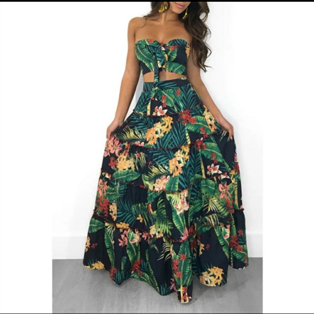 Bohemian Maxi Skirt With Matching Bandeau Top